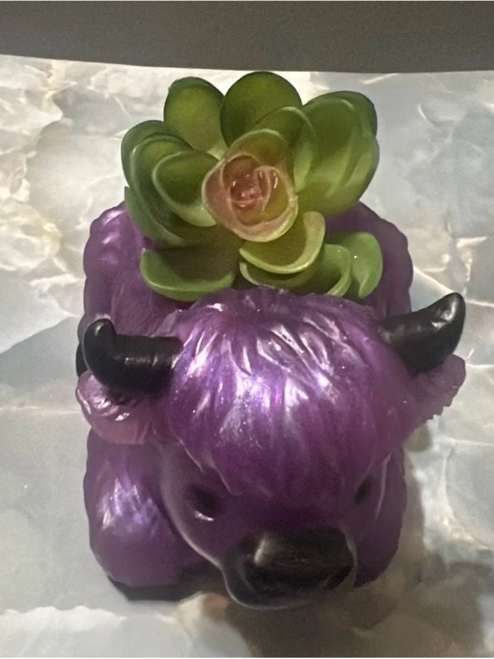 Purple Highland Cow Epoxy Resin Planter